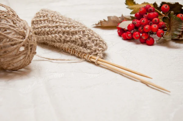 Stricken beige und rote Beeren — Stockfoto