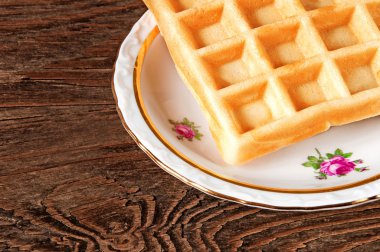 Bir plaka üzerinde Belçika waffle