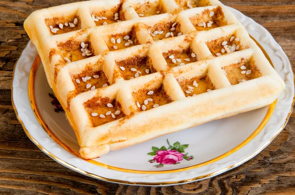 Belgian waffles on a plate — Stock Photo, Image