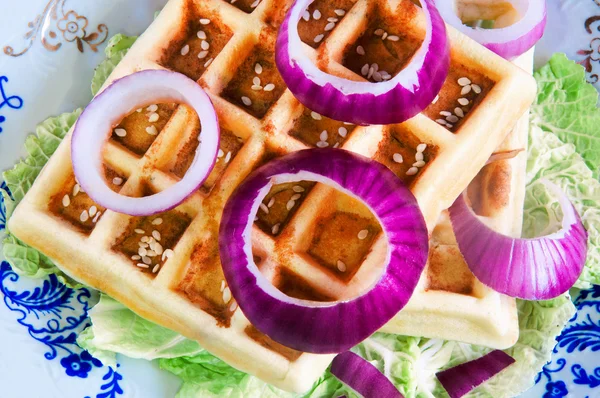Bir plaka üzerinde Belçika waffle