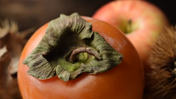 Gros Plan Sur Les Fruits Automne — Video