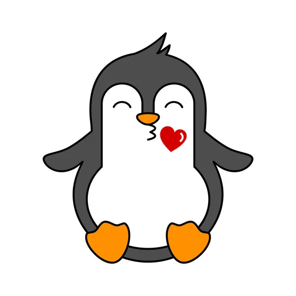Pingüino Beso Emoji Lindo Pingüino Enviando Besos Emoticones Adorable Animal — Archivo Imágenes Vectoriales