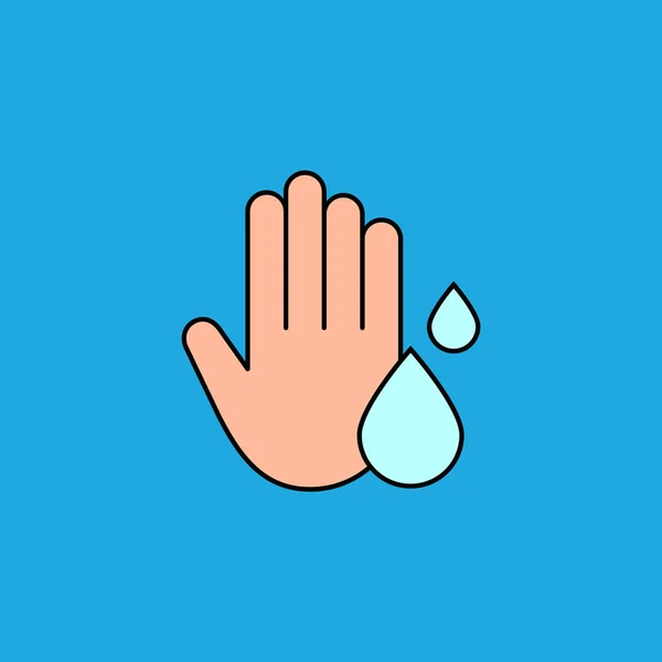 Mycie Rąk Ikoną Koloru Umyj Ręce Ludzka Dłoń Kropla Wody — Wektor stockowy