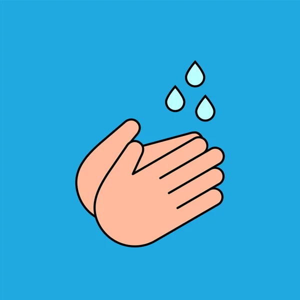 Handen Wassen Handen Kleur Pictogram Menselijke Palmen Druppels Water Persoonlijke — Stockvector