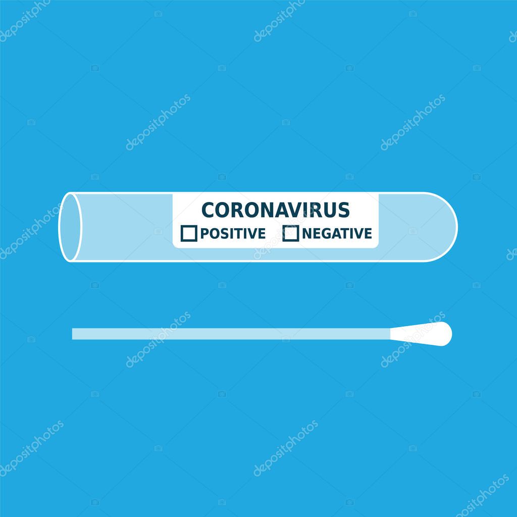 Coronavirus Swab In Test Tube Blank Test Sample For Covid 19 Diagnostics Cotton Stick For Nasal Or Saliva Swab Color Icon On Blue Background Pcr Testing Vector Illustration Flat Style Clip Art Coronavirus Swab In Test Tube Blank Test Sample For Covid 19 Diagnostics Cotton Stick For Nasal Or Saliva Swab Color Icon On Blue Background Pcr Testing Vector Illustration Flat Style Clip Art