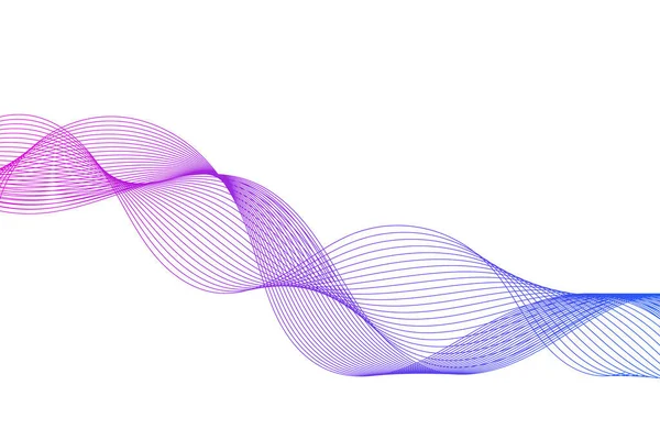 波状線の背景 紫色の青のグラデーション 白地だ 曲線状の滑らかな線 縞波の設計要素 周波数信号 広告バナー ベクターイラスト フラット クリップアート — ストックベクタ