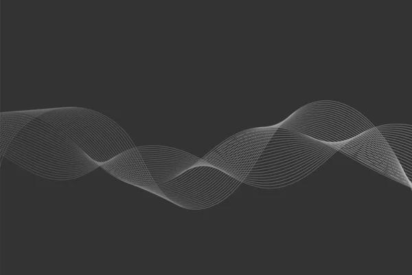 Abstract Smoke Effect Lines Gentle Gray Gradient Wave Dark Background — Stock Vector