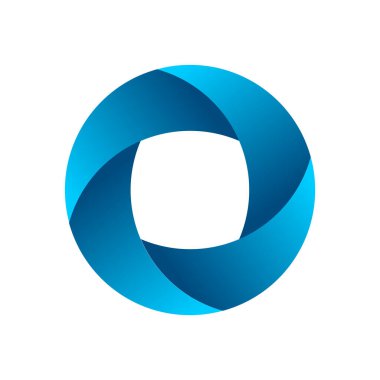 Beyaz arka planda iç içe geçmiş bir çember. İmkansız daire şekli. Mavi gradyan sonsuz dairesel şekil. Optik illüzyon O harfi ya da bir yüzük. Soyut sonsuz geometrik döngü. Vektör illüstrasyonu.