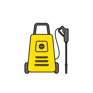 High pressure washer icon. Disinfection concept. Power cleaner with spray gun. House cleaning tool. Car washing appliance. Color icon on white background. Vector illustration, flat, clip art. clipart