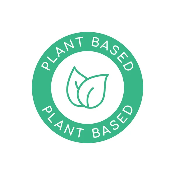 Plant Based Sign Icon Logo Symbol Two Leaves Circle Natural — Stock Vector
