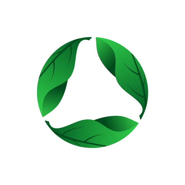 Gráfico Círculo Hojas Tres Hojas Verdes Círculo Icono Biodegradable Compostable — Vector de stock