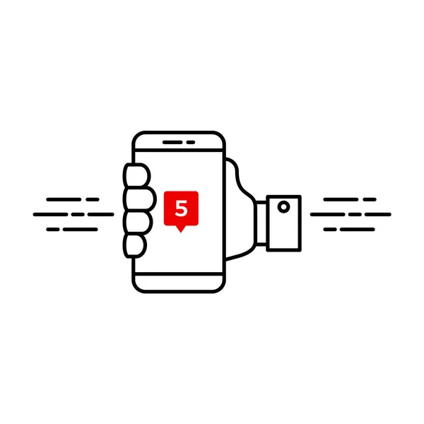 Hand Innehav Smartphone Med Anmälan Tecken Multitasking Koncept Enhetsskärm Med — Stock vektor
