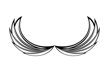 Beyaz arka planda izole edilmiş soyut kanatlar veya tüyler. Meleğin kanatları. Kanat doğrusal simgesi. Grafik tasarım elementi. Dekoratif tişört tasarımı. Uçan kartal konsepti. Vektör illüstrasyonu, düz, klip sanatı