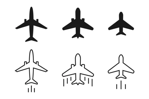 Conjunto Ícones Avião Várias Colecções Aviões Ícones Lineares Glifo Passageiro — Vetor de Stock