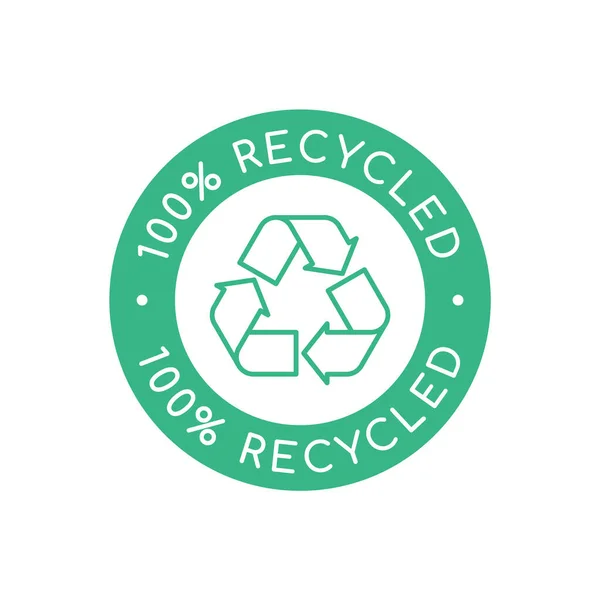 Grünes 100 Recyceltes Schild Stempel Oder Logo Symbol Aus Recycelbarem — Stockvektor