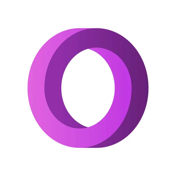 不可能的圆形形状 紫色渐变无限圆形 光学错觉 白色背景上的相互交织的圆圈 字母O或戒指 摘要无穷无尽的几何环路 矢量说明 — 图库矢量图片