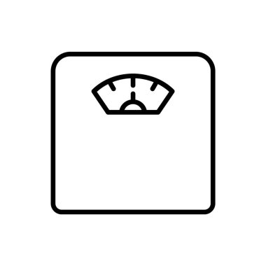 Weight scale line icon. Body mass index. Weight measurement at home. Bathroom floor scale. Fitness and healthy lifestyle concept. Obesity and overweight prevention. Vector illustration, flat, clip art