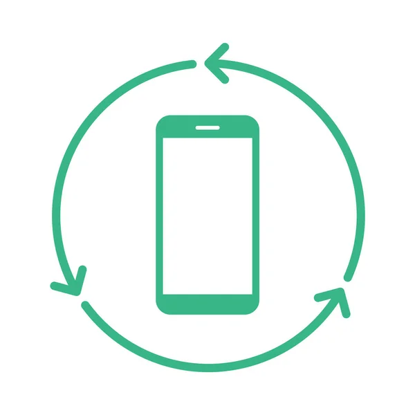 Recycling Handys Unterzeichnen Mobiltelefon Kreis Pfeile Elektroschrott Management Smartphone Rückkaufsymbol — Stockvektor