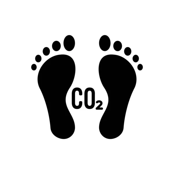 Co2 Fußabdruck Symbol Schwarze Fußabdrücke Mit Co2 Text Zwei Menschliche — Stockvektor