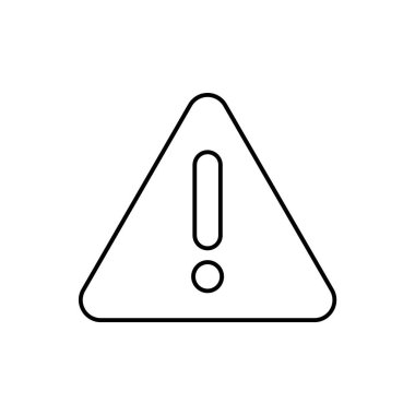 Üçgen uyarı çizgisi simgesi. Üçgen şeklinde ünlem işareti. Tehlike sembolü ana hatları. İş güvenliği. Piktogramı durdur. Trafik kazası ya da şantiye güvenliği. Vektör illüstrasyonu, düz, klip sanatı.