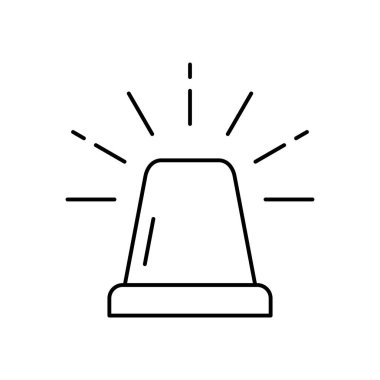 Acil durum ışık çizgisi simgesi. Polis ya da ambulans teşhircisi alarmı. Siren hatları. İşyeri güvenlik sinyali. Yanıp sönen ışık, tehlikeyi simgeliyor. Araç dönüş feneri. Vektör illüstrasyonu, düz, klip sanatı