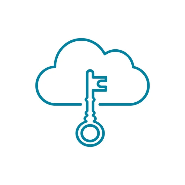Ícone Linha Chave Nuvem Conceito Segurança Rede Proteção Nome Usuário —  Vetores de Stock