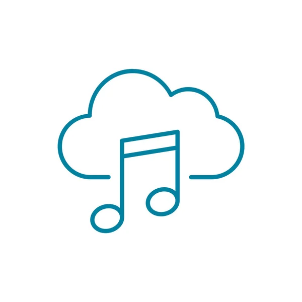 Cloud Music Line Icon Cloud Music Note Symbol Listen Cloud — Stock Vector