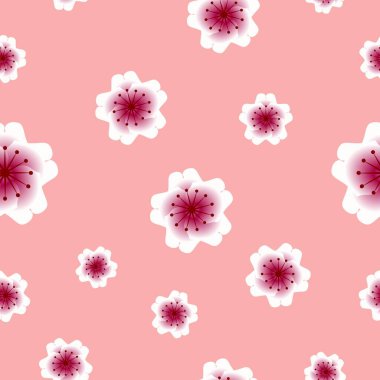Yumuşak pembe arka planı ve narin çiçek unsurlarıyla kusursuz kiraz çiçeği deseni. Bahar temaları, tekstil baskıları, ambalajlar, davetiyeler ve dekoratif projeler için uygun zarif çiçek tasarımı
