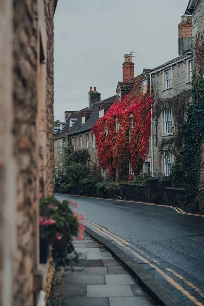 Rij Van Oude Stenen Huizen Een Straat Frome Somerset Een — Stockfoto