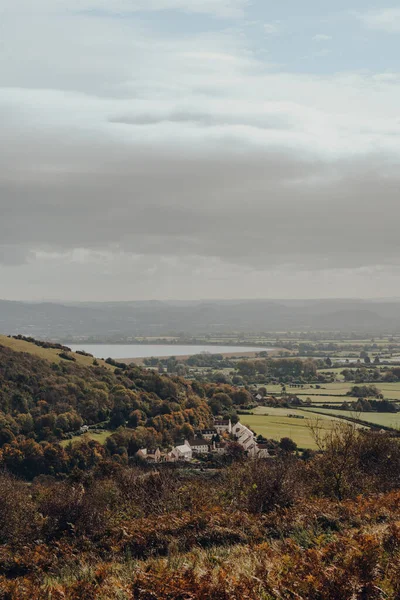 Vista Pueblo Compton Bishop Desde Mendip Hills Reino Unido Entre —  Fotos de Stock