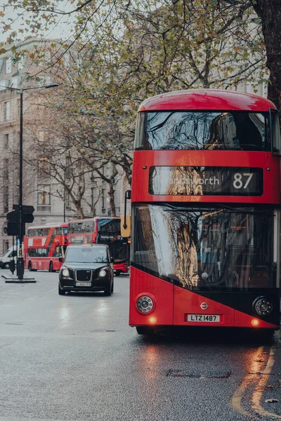 Лондон Великобритания Ноября 2020 Года Современный Красный Двухэтажный Автобус Автобусной — стоковое фото