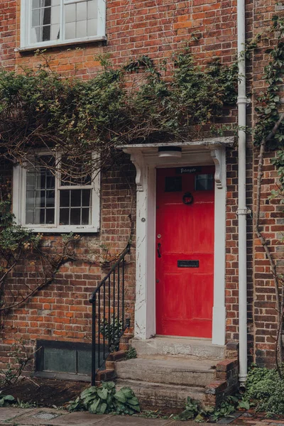 Rye October 2020 Red Front Door Traditional English House Rye — Stock Photo, Image