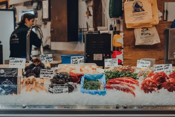 London November 2020 Variety Fresh Seafood Sale Shellseekers Fishmonger Stall — ストック写真