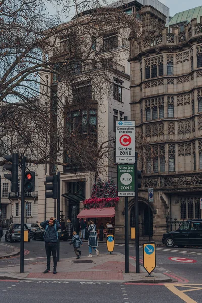 Лондон Великобритания Декабря 2020 Года Знаки Указывающие Платную Зону Зону — стоковое фото
