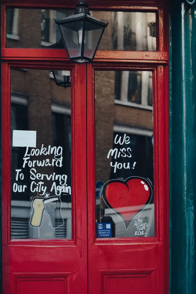 London November 2020 Miss You Heart Signs Door Closed Rising — Stockfoto