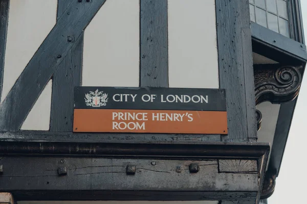 London November 2020 Sign Prince Henry Room Fleet Street City — Stock Photo, Image