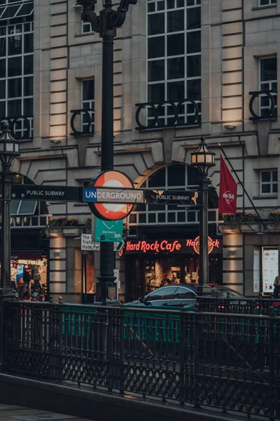 London November 2020 London Underground Sign Entrance Piccadilly Circus Station — Stockfoto