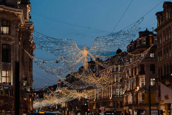 London November 2020 Angel Christmas Lights Decorations Regent Street Major — ストック写真
