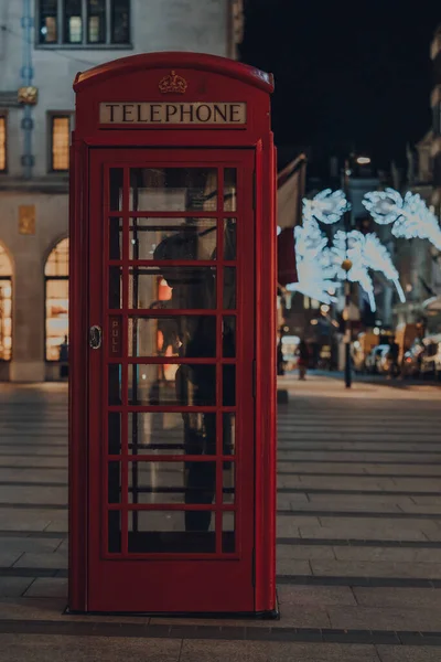 London November 2020 Red Phone Box Bond Street London Christmas — Stockfoto