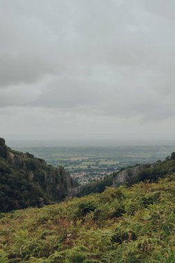 Scenic view from the top of Cheddar Gorge near the village of Cheddar, Somerset, England.