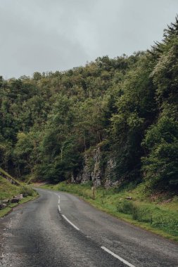 Road going through Cheddar Gorge in the Mendip Hills, near the village of Cheddar, Somerset, England.