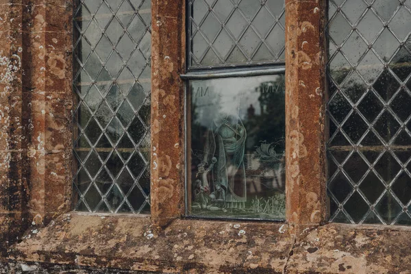 Combe Nicholas Juli 2020 Kunstvolles Fenster Der Kirche Von Nicholas — Stockfoto