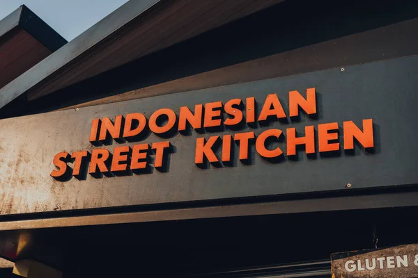 London August 2020 Sign Indonesian Street Kitchen Stall Camden Market — Φωτογραφία Αρχείου