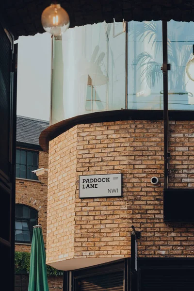 London August 2020 Paddock Lane Street Name Sign Camden Market — Stock Photo, Image