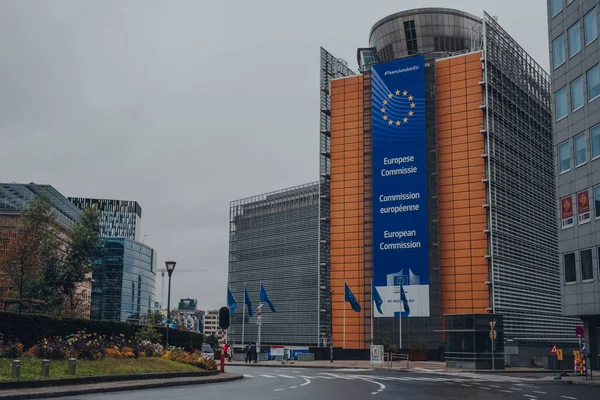 Bruxelles Belgio Agosto 2019 Schuman Roundabout Berlaymont Edificio Uffici Bruxelles — Foto Stock