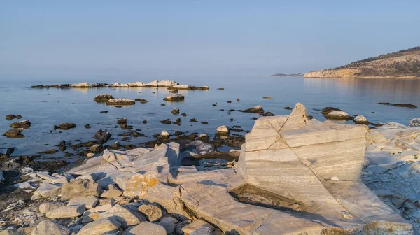 Эгейские Прибрежные Мраморные Породы Алики Остров Тассос Греция — стоковое фото