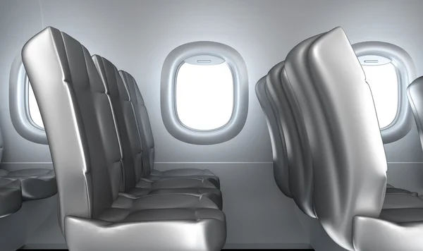 Airplane interior, seats, window — Stock Photo, Image