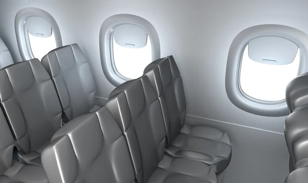 Airplane interior, seats, window — Stock Photo, Image