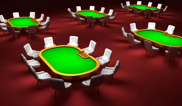 Pokerrum, pokerbord med stolar i inre — Stockfoto