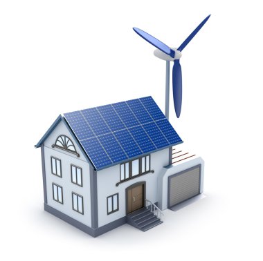 Eko ev - 3d görüntü. İzole simgesi.